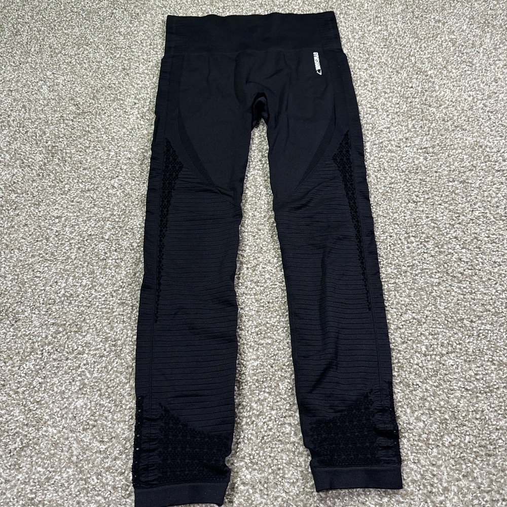 Gymshark Leggings Womens Small Black Energy Seamless High Rise Perforated Gym